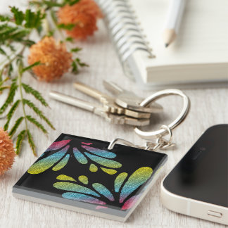 Abstract Rainbow Butterfly Wings Keychain