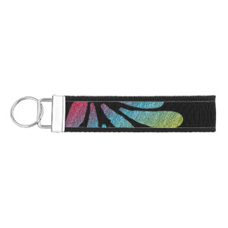 Abstract Rainbow Butterfly Wings Wrist Keychain