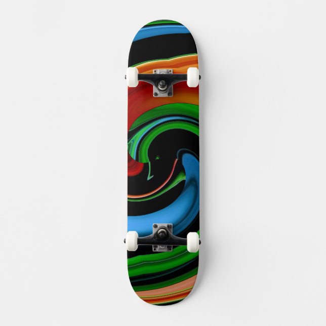Abstract Rainbow Cartoon Face Skateboard Deck (Front)