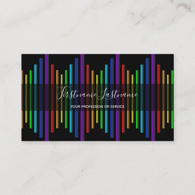 Abstract rainbow color lines calligraphy business  card (Front)
