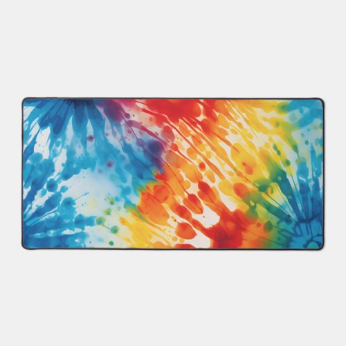Abstract Rainbow Colored Tie Dye  Desk Mat