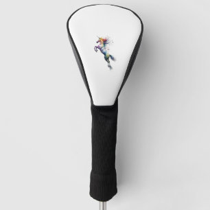 Abstract rainbow colored watercolor of an unicorn  golf head cover