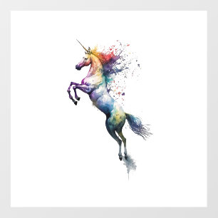 Abstract rainbow colored watercolor of an unicorn wall decal