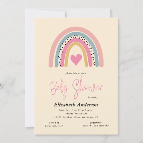 Abstract Rainbow Colorful Girl Baby Shower Invitation