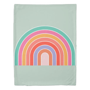 Abstract Rainbow Colorful Modern Arch Mint Green Duvet Cover