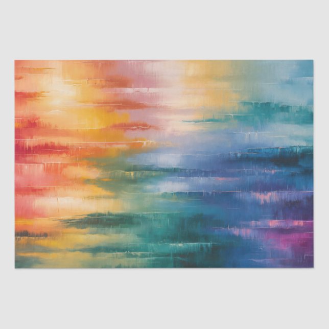 Abstract Rainbow Colors Horizon Art Decoupage Tissue Paper (Front)