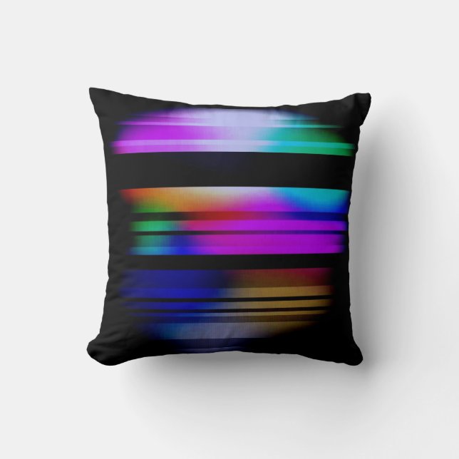 Abstract Rainbow Colors on Black Background Pillow (Front)