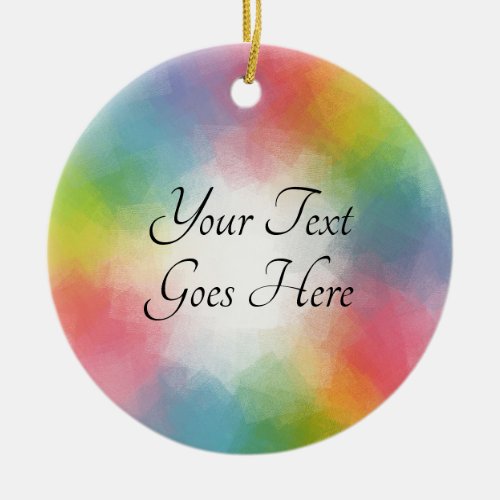 Abstract Rainbow Colors Template Modern Script Ceramic Ornament
