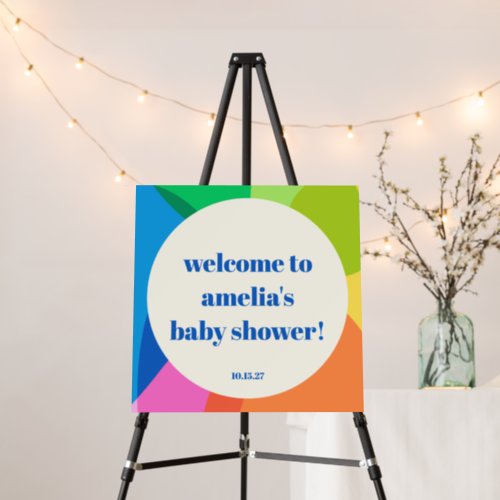 Abstract Rainbow Custom Baby Shower Welcome Sign