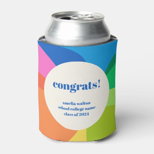 Abstract Rainbow Custom Graduation Congratulations Can Cooler