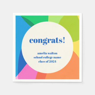 Abstract Rainbow Custom Graduation Congratulations Napkins
