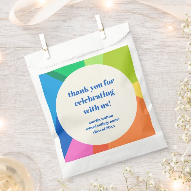 Abstract Rainbow Custom Graduation Party Thank You Favor Bag (Clipped)