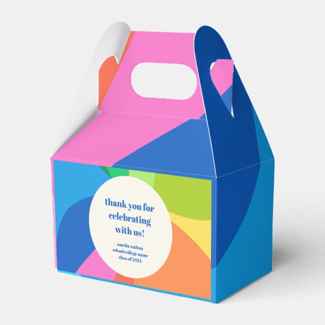 Abstract Rainbow Custom Graduation Party Thank You Favor Boxes (Front Side)