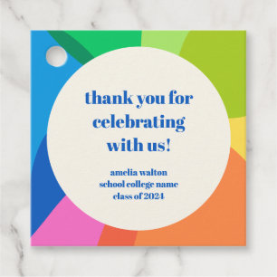 Abstract Rainbow Custom Graduation Party Thank You Favor Tags