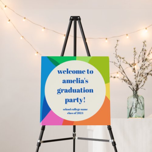 Abstract Rainbow Custom Graduation Welcome Sign
