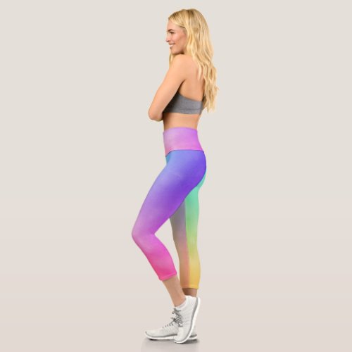 Abstract Rainbow Design Capri Leggings