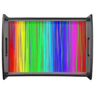 Abstract rainbow design in bold colors serving tray