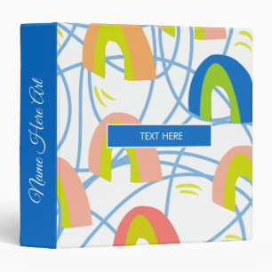Abstract Rainbow Doodles Art Pattern 3 Ring Binder