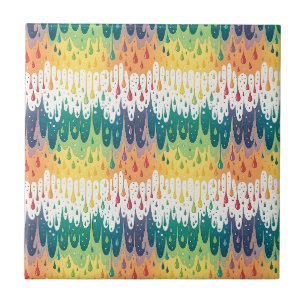 Abstract Rainbow Drip Colorful Liquid Pattern Art Ceramic Tile
