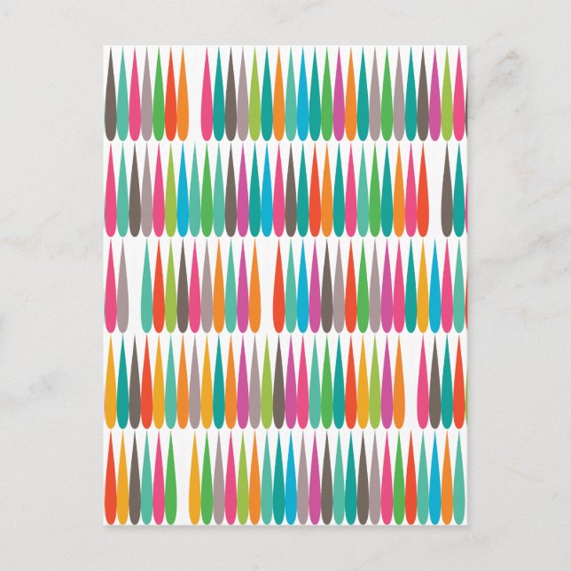 Abstract rainbow drops colorful modern pattern postcard (Front)
