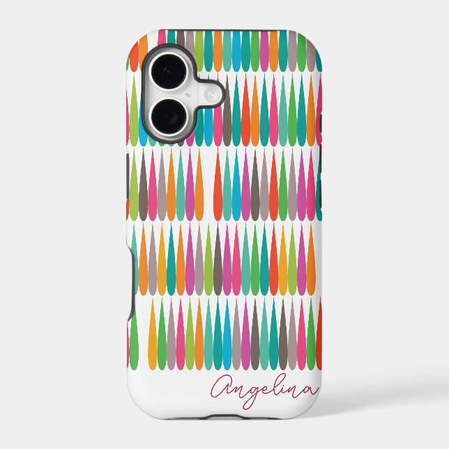 Abstract rainbow drops pattern Custom Name Iphone Case (Back)