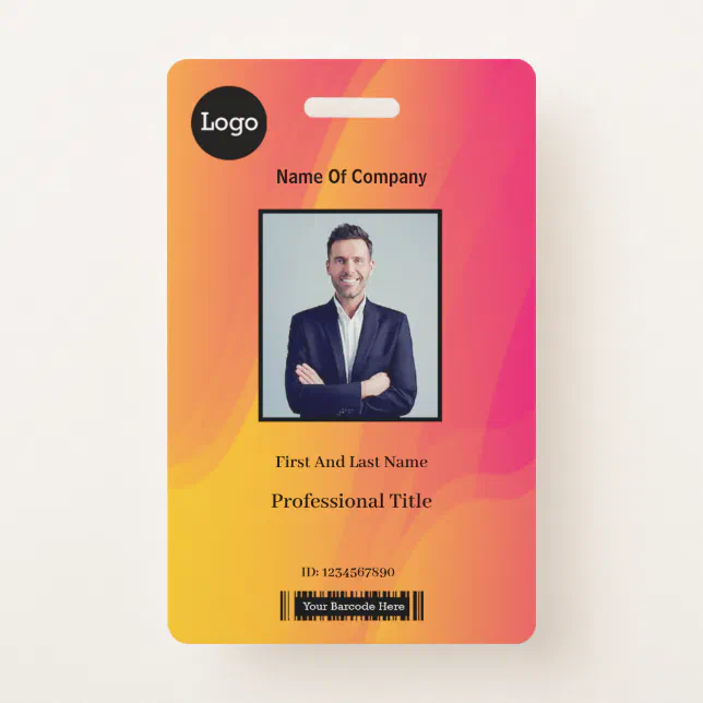 Abstract Rainbow Employee Photo Identification ID Badge | Zazzle