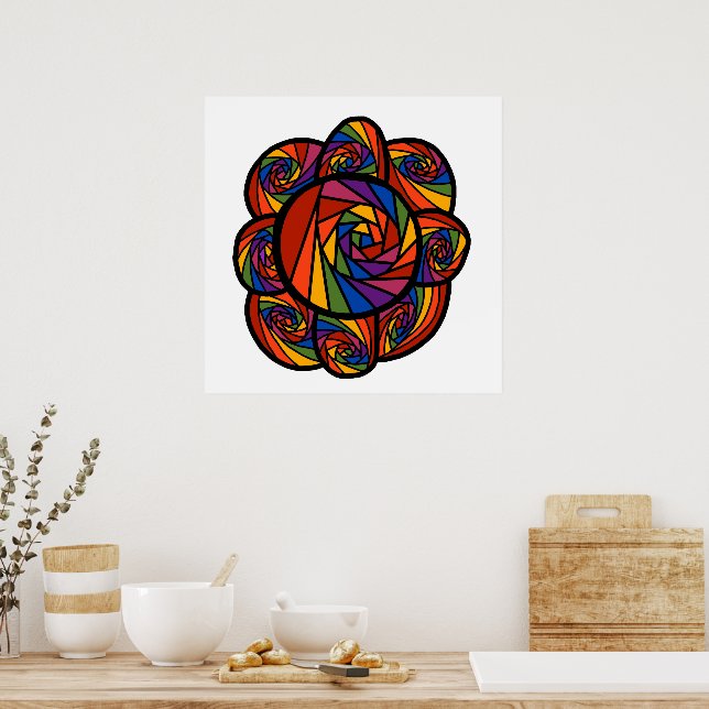 Abstract rainbow flower poster (Kitchen)
