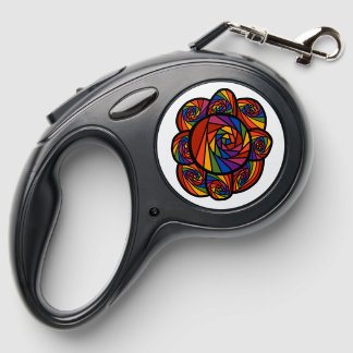 Abstract Rainbow Flowers Retractable Dog Leash