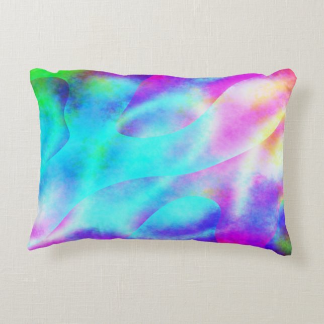 Abstract Rainbow Flowing Stripe Design Accent Pillow (Back)