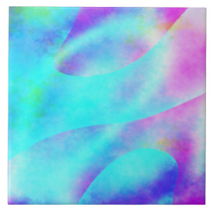 Abstract Rainbow Flowing Stripe Design Ceramic Tile