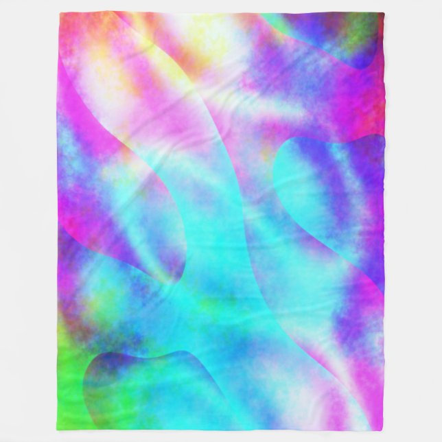 Abstract Rainbow Flowing Stripe Design Fleece Blanket (Front)