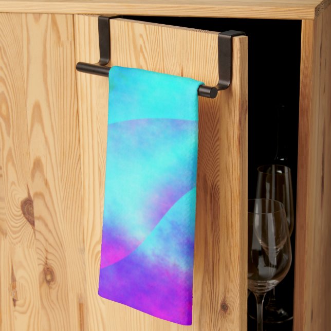 Abstract Rainbow Flowing Stripe Design Kitchen Towel (Thirds Fold)