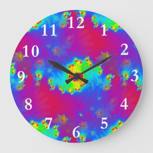 Abstract Rainbow Fractal Large Clock