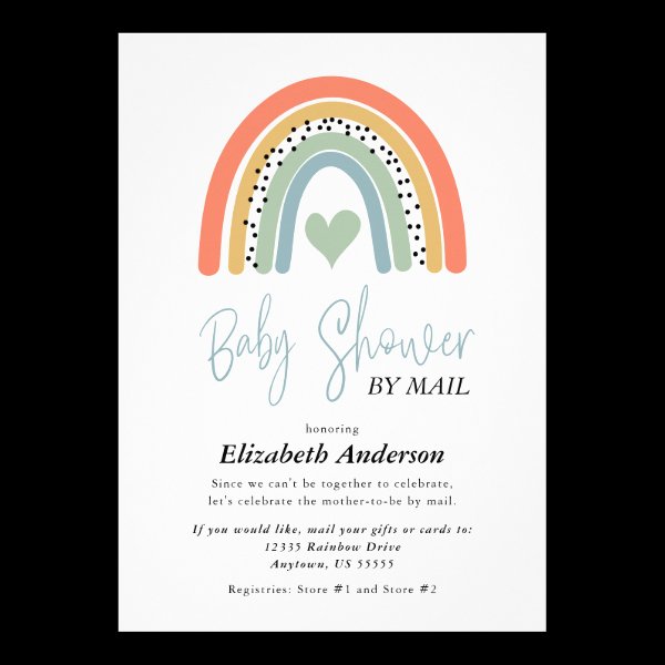 Abstract Rainbow Gender Neutra Baby Shower By Mail Invitation