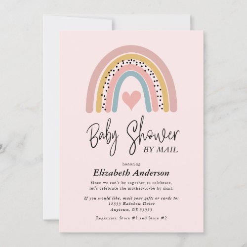 Abstract Rainbow Girl Baby Shower By Mail Invitation