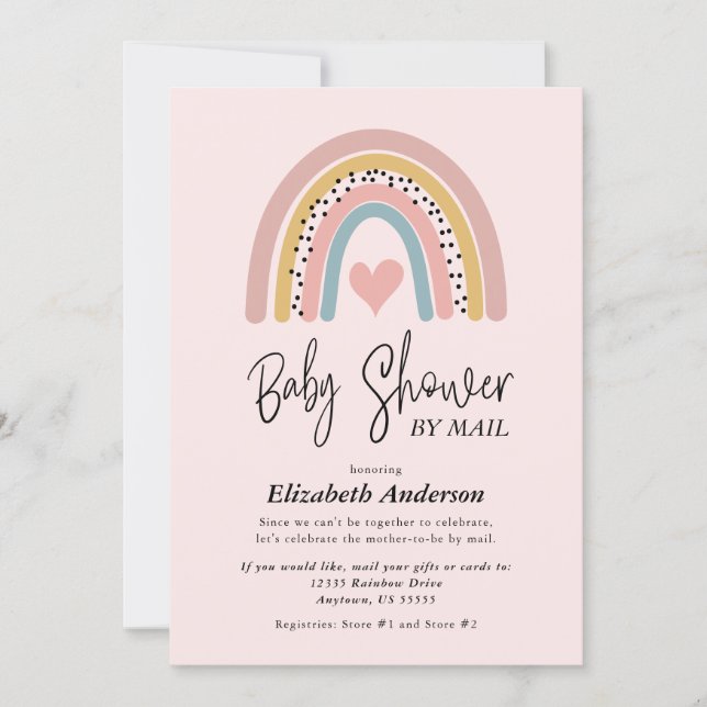 Abstract Rainbow Girl Baby Shower By Mail Invitation (Front)