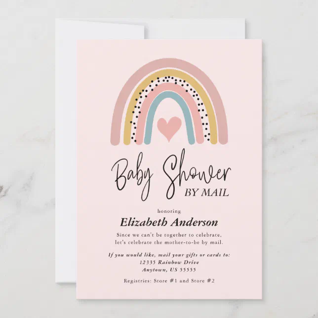 Abstract Rainbow Girl Baby Shower By Mail Invitation | Zazzle