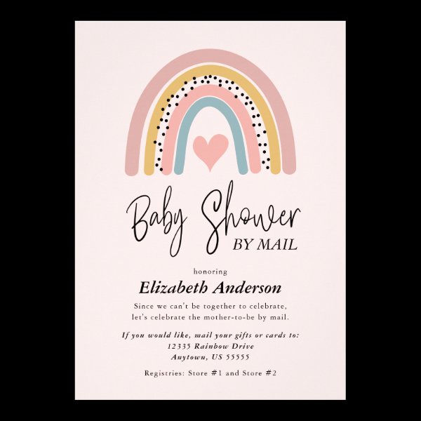 Abstract Rainbow Girl Baby Shower By Mail Invitation