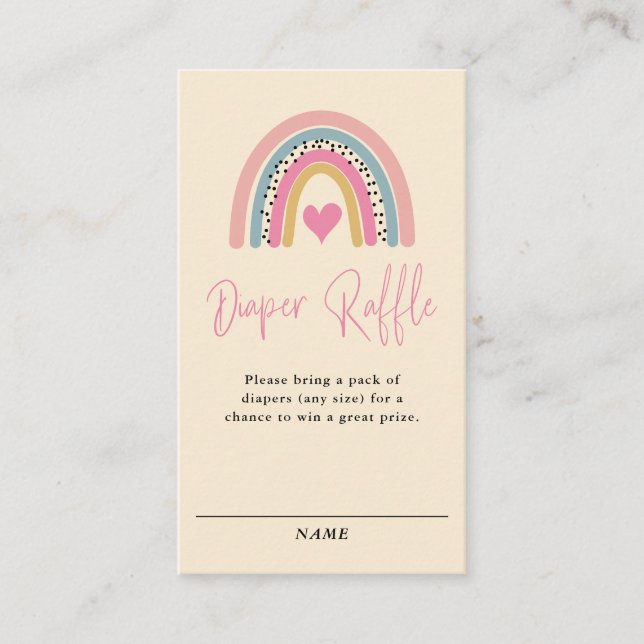 Abstract Rainbow Girl Baby Shower Diaper Raffle Business Card (Front)