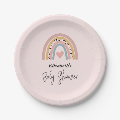 Abstract Rainbow Girl Baby Shower Paper Plates