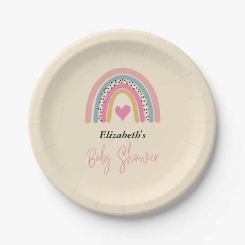 Abstract Rainbow Girl Baby Shower  Paper Plates