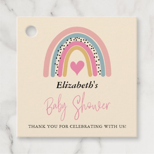 Abstract Rainbow Girl Baby Shower Thank You Favor Tags