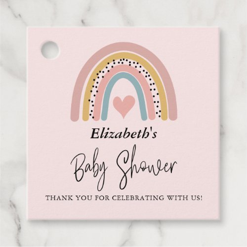 Abstract Rainbow Girl Baby Shower Thank You Favor Tags