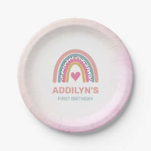 Abstract Rainbow Girls 1st Birthday Party  Paper Plates