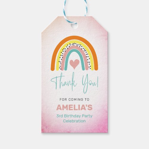 Abstract Rainbow Girls Birthday Party Thank You Gi Gift Tags