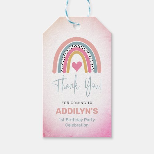 Abstract Rainbow Girls Birthday Party Thank You Gift Tags