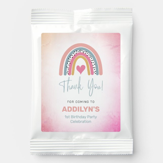 Abstract Rainbow Girls Birthday Party Thank You Lemonade Drink Mix (Front)