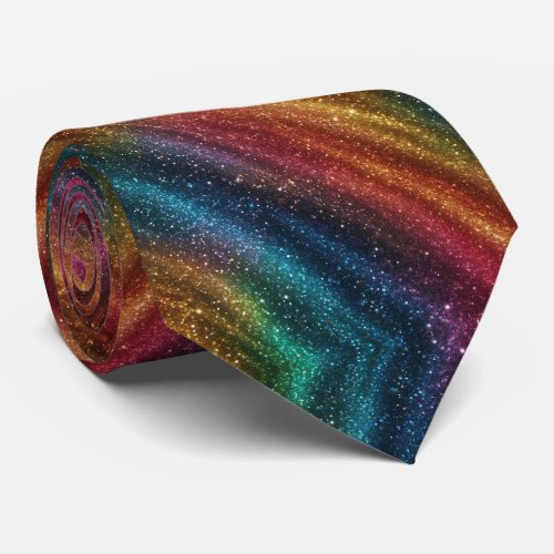 Abstract Rainbow Gold Faux Glitter Neckties