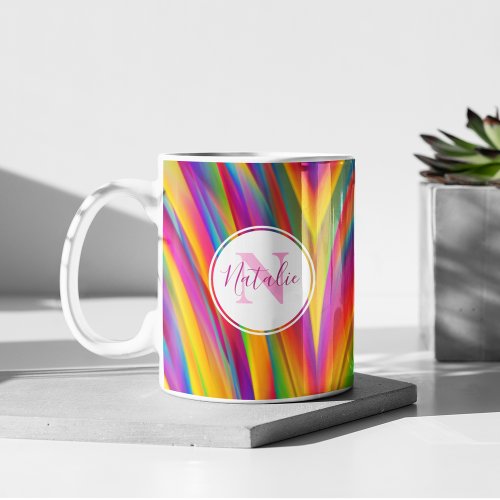 Abstract Rainbow Gradient Monogram Name Coffee Mug