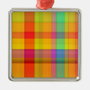 Abstract Rainbow Grid Design Metal Ornament